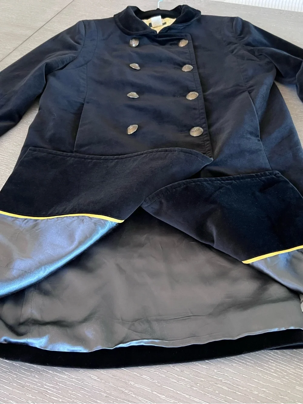 J. Crew Black Velvet Double-Breasted Peacoat